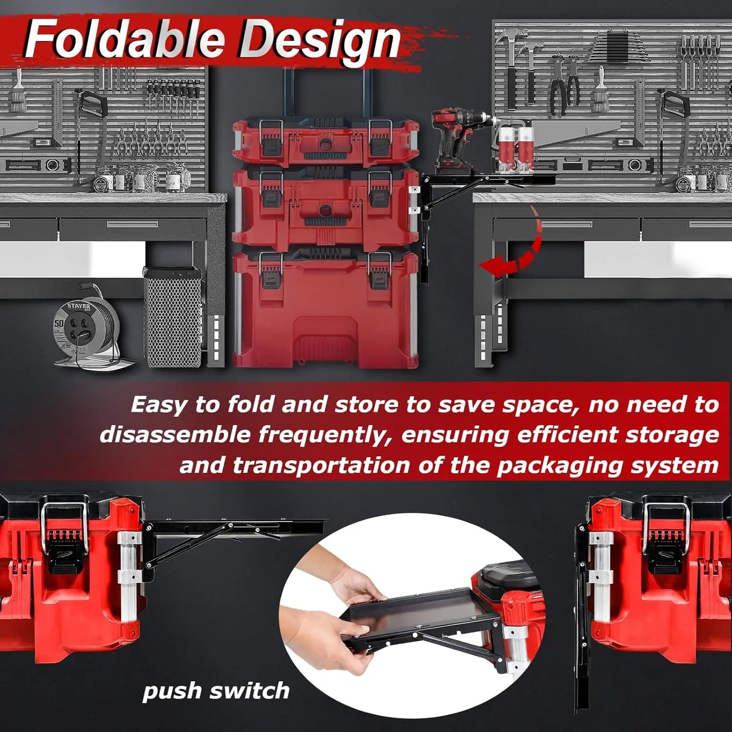 Magnetic Folding Table Top Kit Compatible with Milwaukee Packout, No Drilling