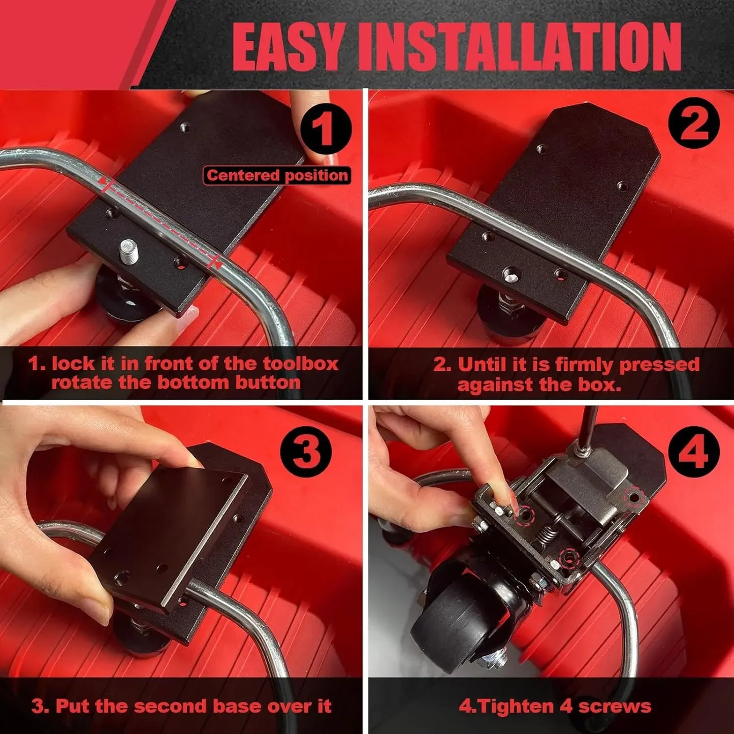 Suitable for Milwaukee Upgraded Steel Structure front Wheels, Packaging Caster kit Packout Rolling Tool Box-packaging Tool Box