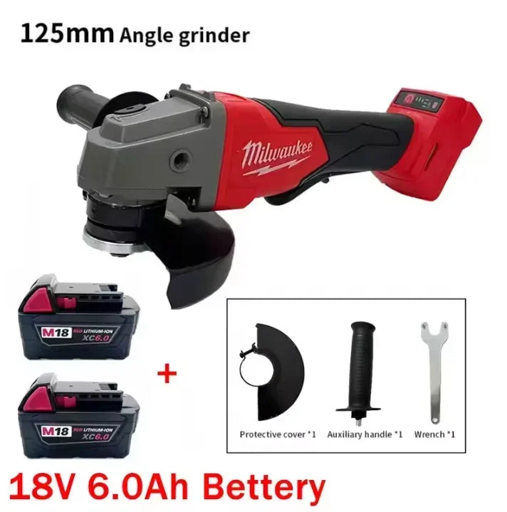 2025 Milwaukee 125mm Brushless Angle Grinder Polishing Cutting Machine No-Lock Paddle Switch Electric Cordless Power Tools