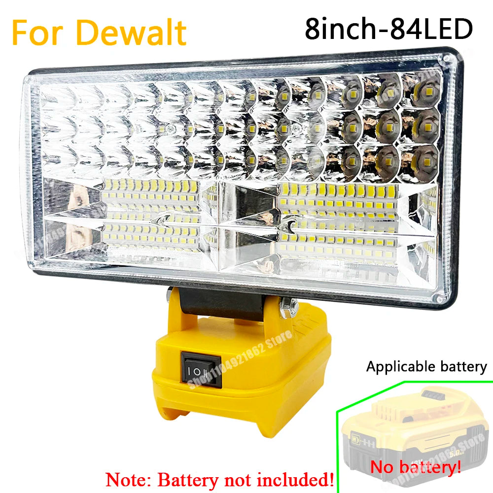 Battery Parts for Milwaukee for M18 for Dewalt DCB200 18V 20V Lithium Battery 8 Inch Work Lights Lamp Spotlights USB Power Bank