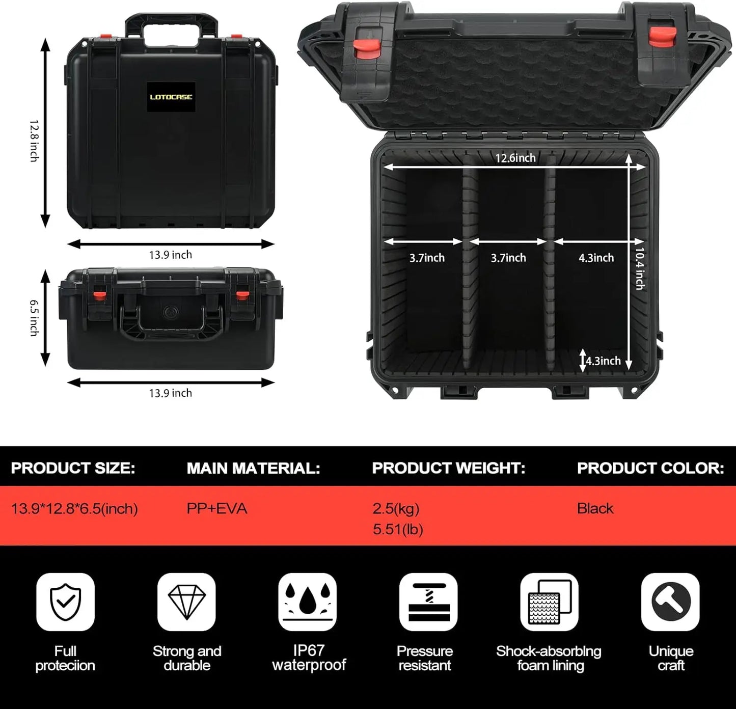 Storage Case for Milwaukee M18 M12 Battery, Power Tool Box with 9 Adjustable Dividers for Battery & Charger Holder 2.0-12.0 Ah