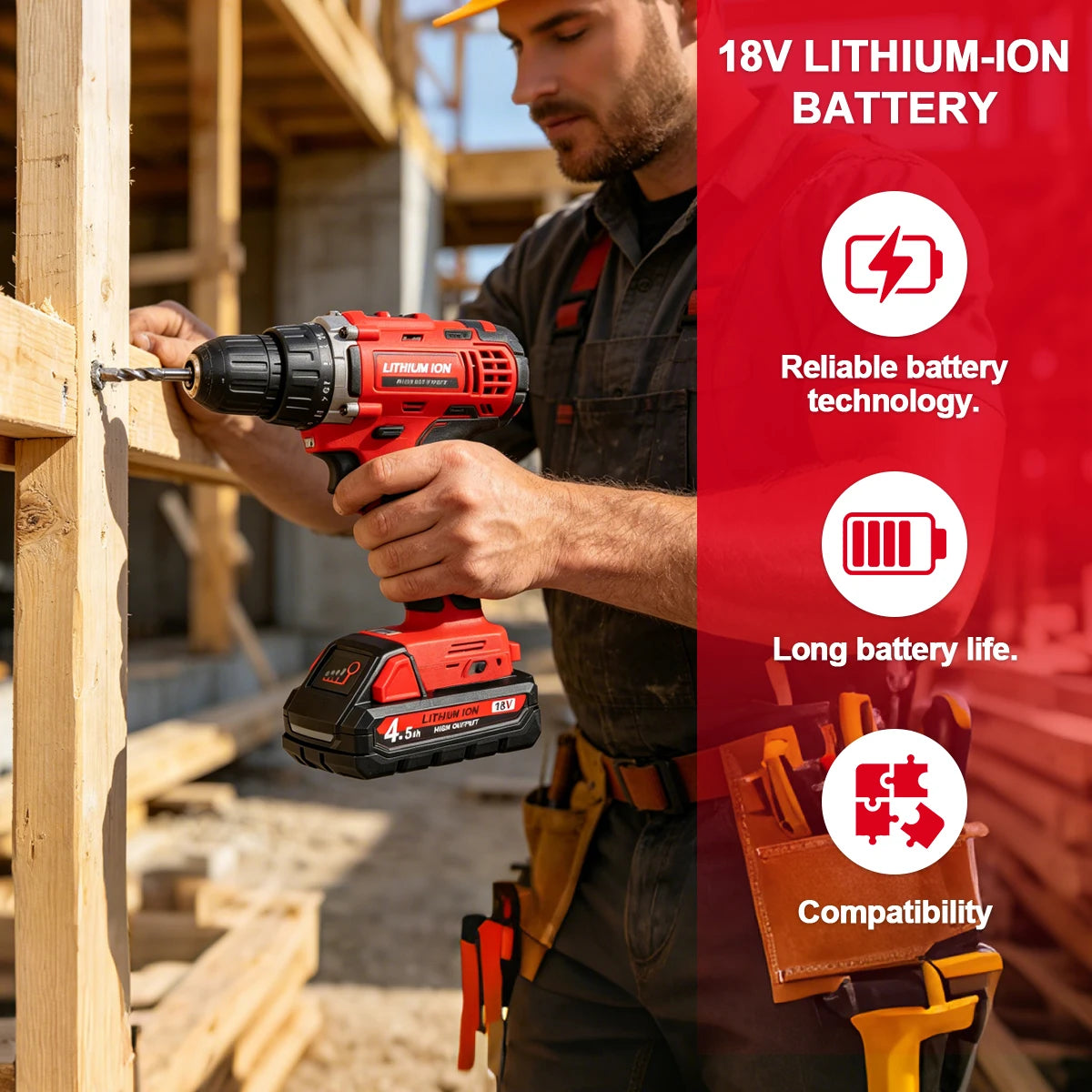Suitable for Milwaukee M18 batteries, 18V 4.5Ah 21700 cells, XC18 48-11-1860, New In Pack, portable tools.