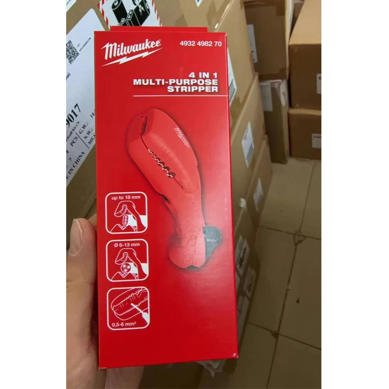 Milwaukee 4-in-1 Multi-Purpose Wire Stripper Electrical Cable Stripping Tool 4932498270 for Electrician Industrial & Home Wiring