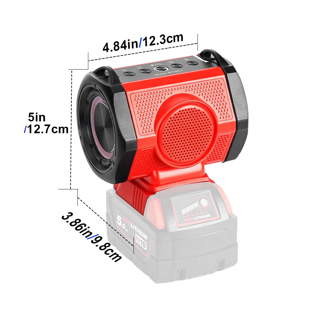 18V Bluetooth Speaker for Milwaukee USB Type-C Port, Loudspeaker Amplifier Player ( Not Included Battery)