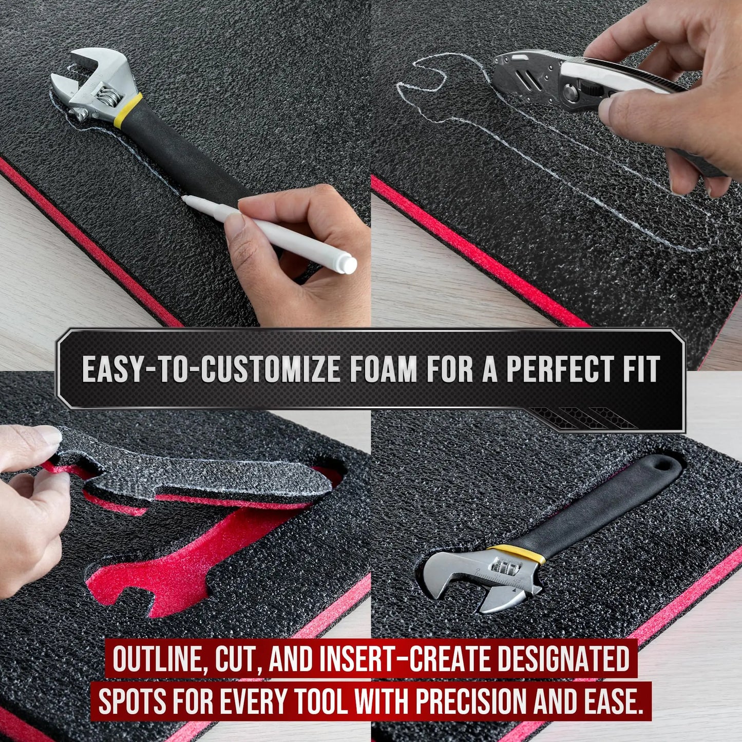 Tool Box Foam Protective Inserts for Cases,Polyethylene Tool Foam for Cases,Cushion Insert for Toolboxes for Packaging,Craft