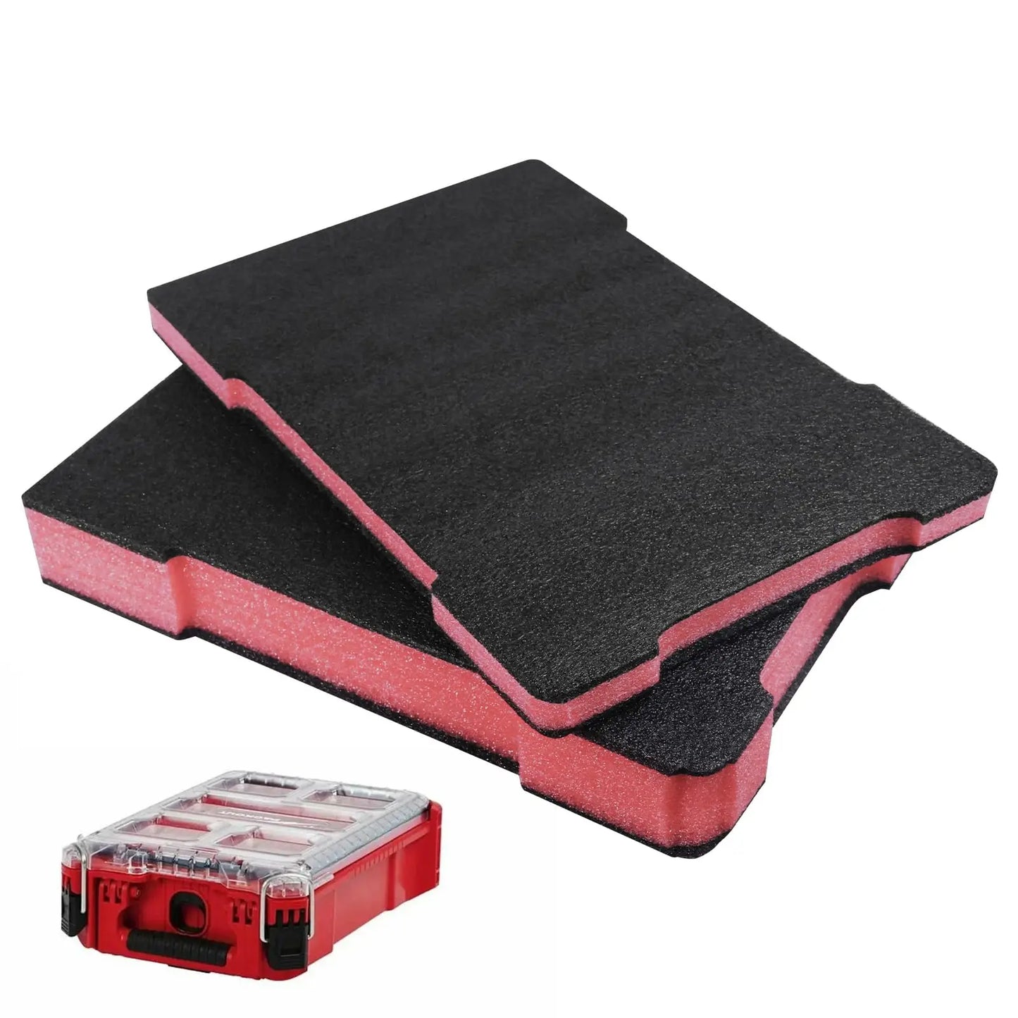 Foam Inserts Compatible with Milwaukee Packout 48-22-8435 Tool Box，Red & Black Foam Inserts, DIY Cut-to-Fit Protection