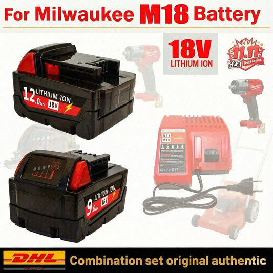 100% Compatible with Milwaukee M18 Tools Fits all M18 cordless tools 6000Ah/9000Ah/12000Ah replaces M18B5&48-11-1860 batteries