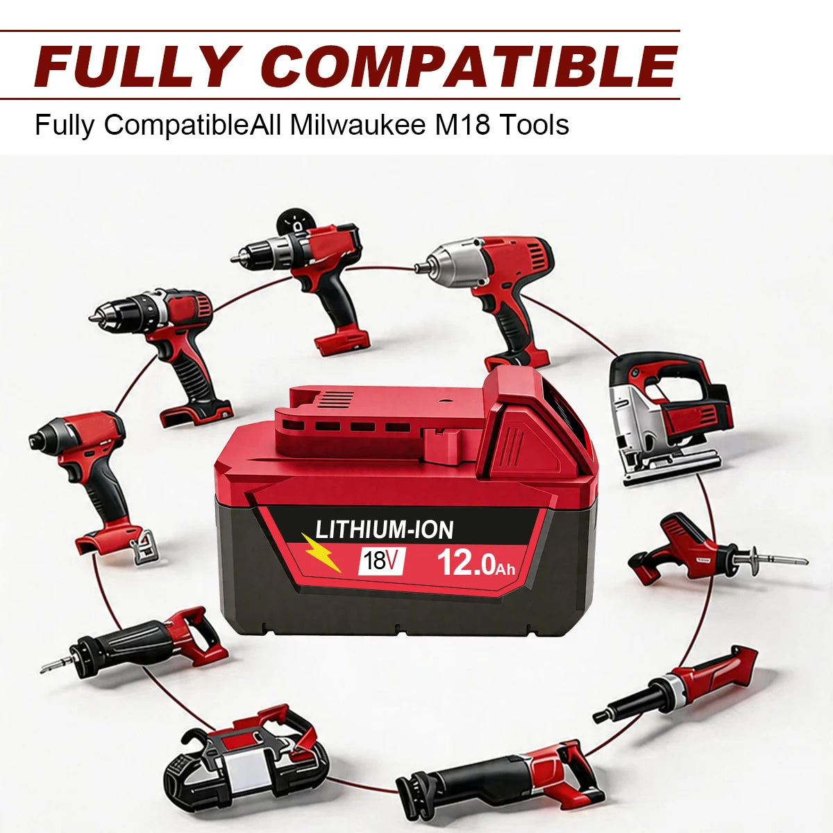 For Milwaukee M18 12.0Ah Battery XC 12000mAh Replacement for 48-11-1860 M18B5 18V Li-ion Cordless Power Tool High Capacity18650