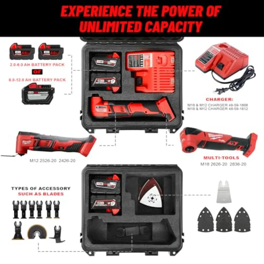 【Spot goods】Case for Milwaukee Oscillating Multi Tool - Power Tools Box for Milwaukee M18 M12 2836-20/2626-20/2526-20/2426-20 W