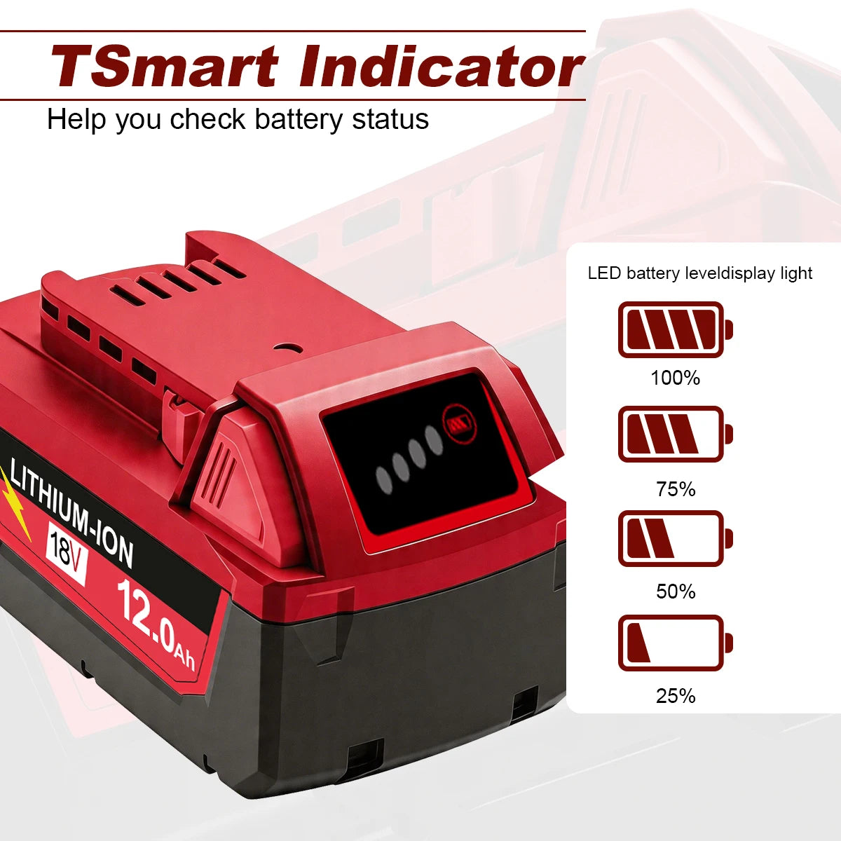 For Milwaukee M18 12.0Ah Battery XC 12000mAh Replacement for 48-11-1860 M18B5 18V Li-ion Cordless Power Tool High Capacity18650