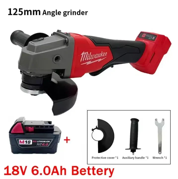2025 Milwaukee 125mm Brushless Angle Grinder Polishing Cutting Machine No-Lock Paddle Switch Electric Cordless Power Tools