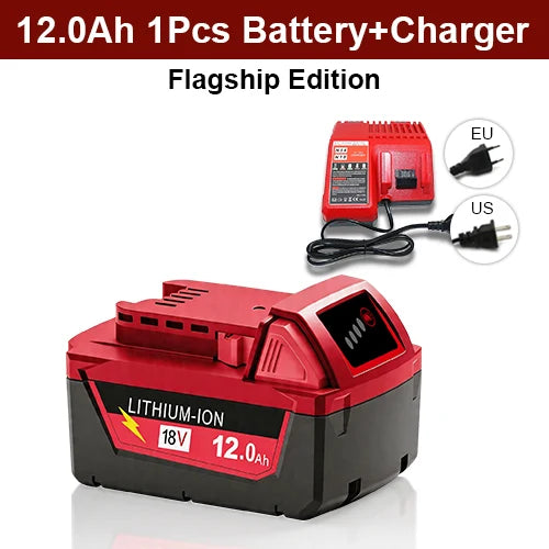 For Milwaukee M18 12.0Ah Battery XC 12000mAh Replacement for 48-11-1860 M18B5 18V Li-ion Cordless Power Tool High Capacity18650