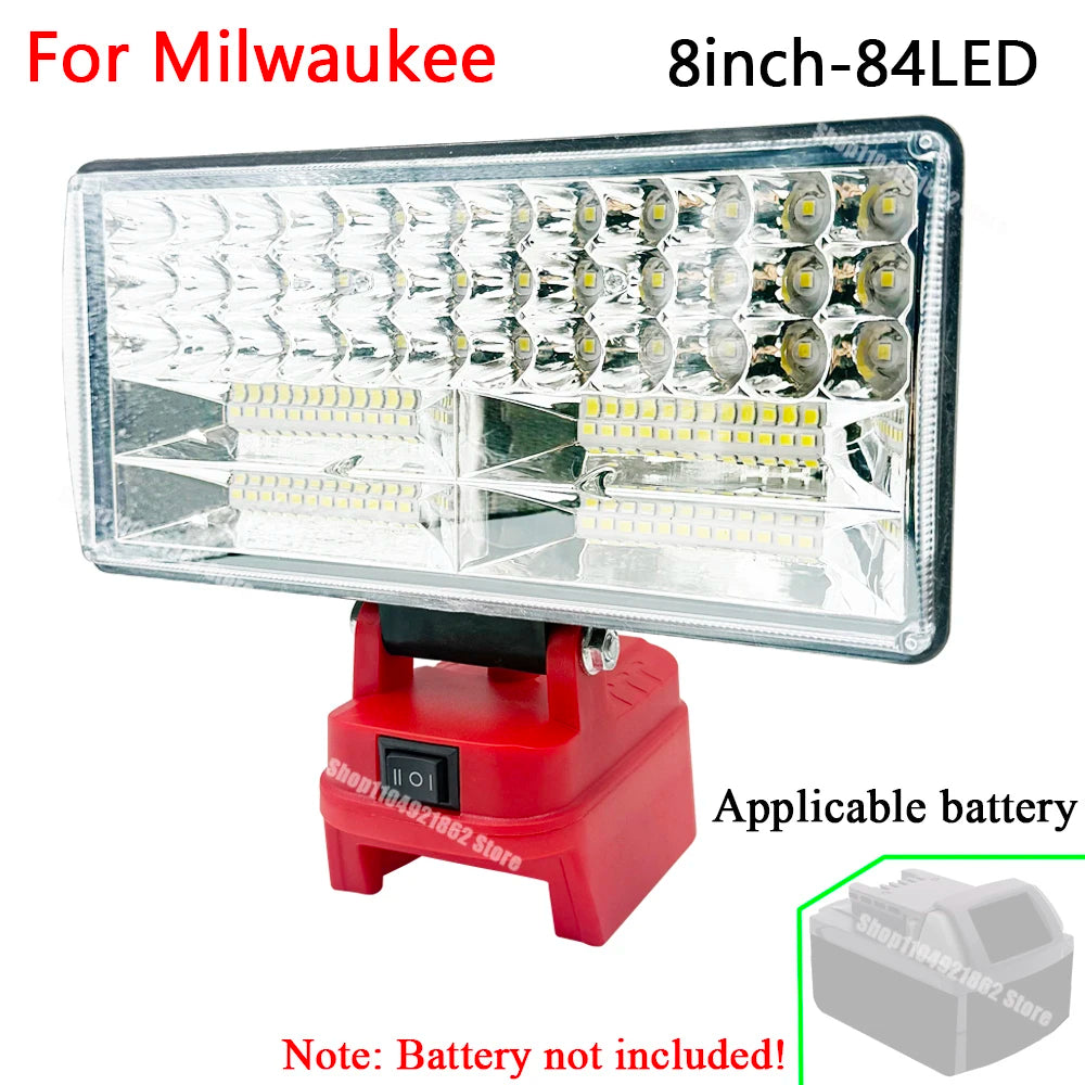 Battery Parts for Milwaukee for M18 for Dewalt DCB200 18V 20V Lithium Battery 8 Inch Work Lights Lamp Spotlights USB Power Bank