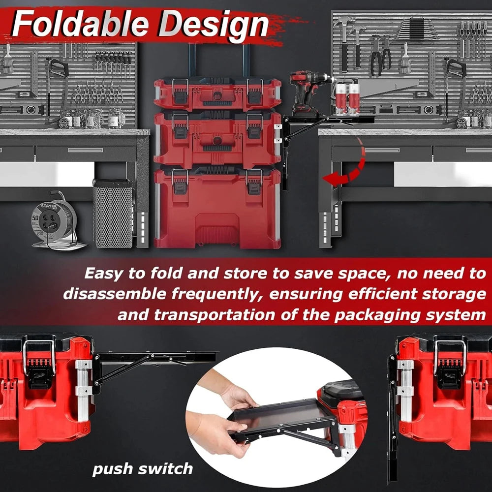 Folding Magnetic Table Fits for Milwaukee Packout Toolbox Powerful Magnetic Tool Tray Side(Tools are not included )