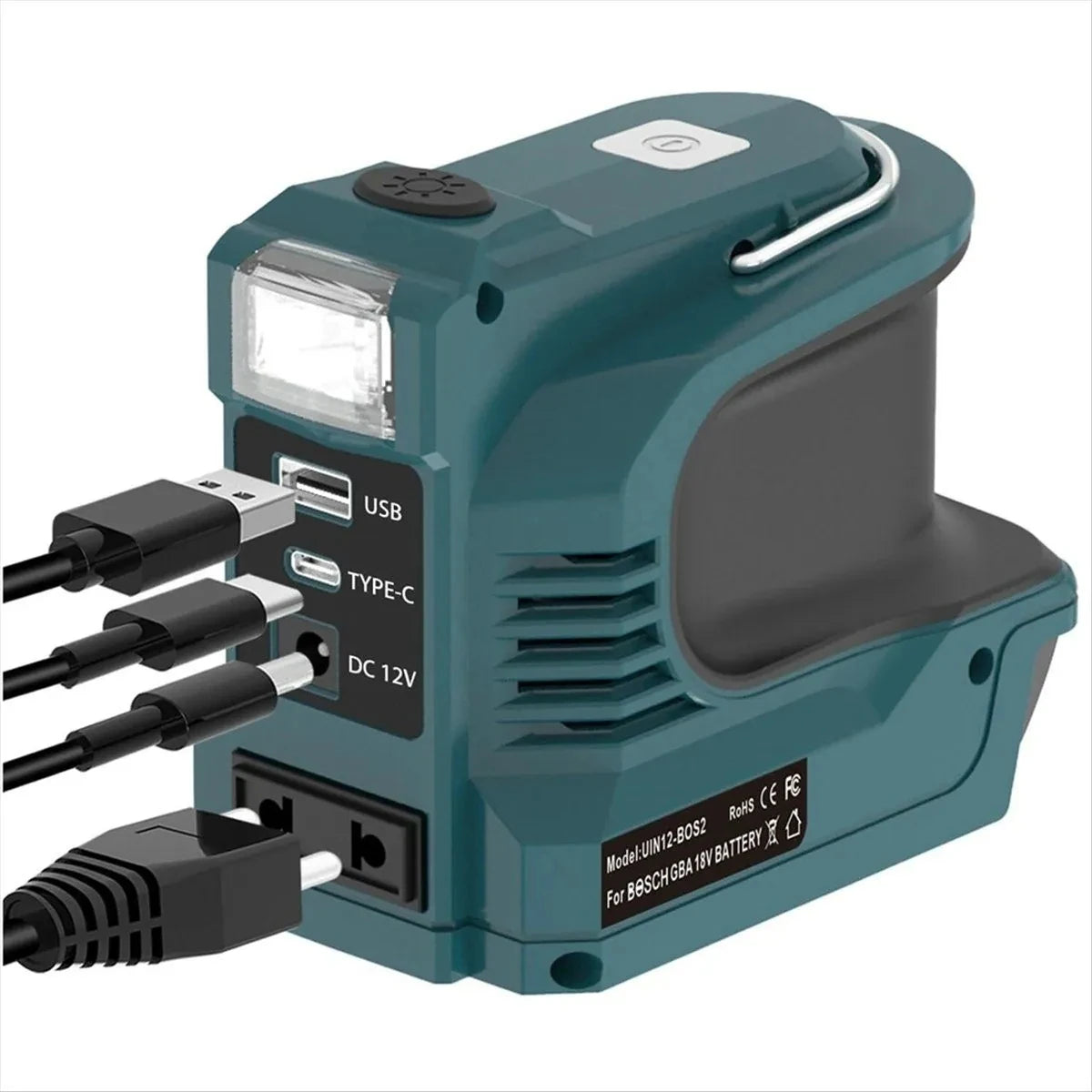 Inverter For Milwaukee 18V Battery AC 110V 180W USB QC3.0 Type C PD3.0 DC Port 12V 8A LED Light Car Charger