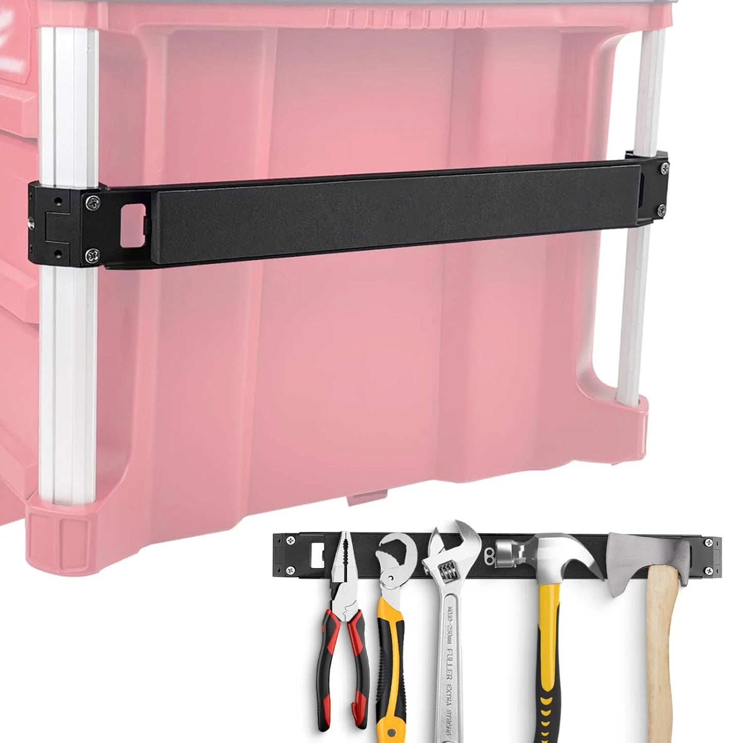 Powerful Magnetic Bar Mount Fits for Milwaukee Packout Toolbox, Tool Holder Strip Work on Packout Rails, Keeping Tools Handy