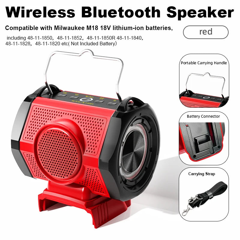 18V Bluetooth Speaker for Milwaukee USB Type-C Port, Loudspeaker Amplifier Player ( Not Included Battery）