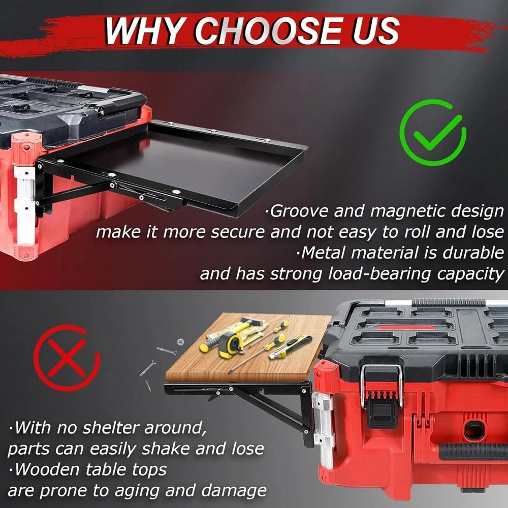 Folding Magnetic Table Fits for Milwaukee Packout Toolbox Powerful Magnetic Tool Tray Side(Tools are not included )