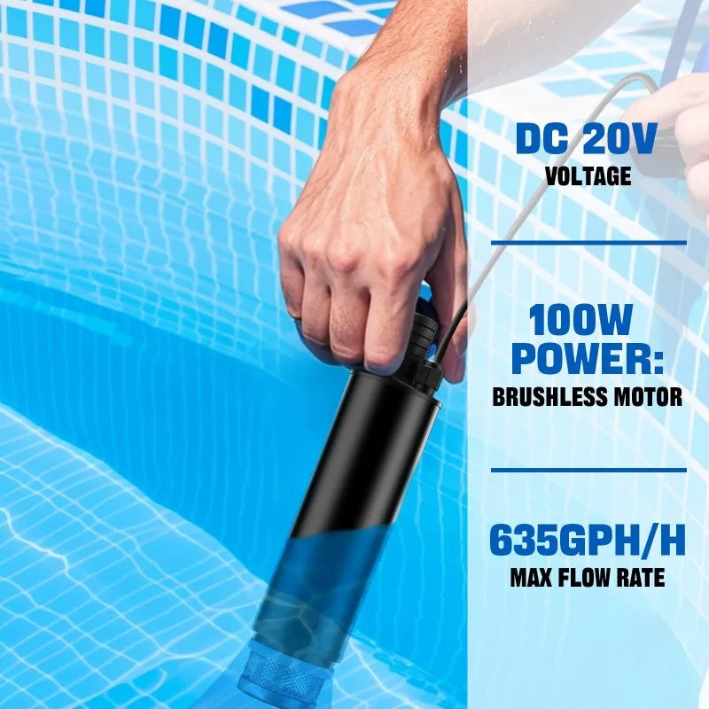 Portable Cordless Submersible Pump for Makita/Milwaukee/Ryobi 18/20V Lithium Batteries Multi-purpose Submersible Pump for Garden