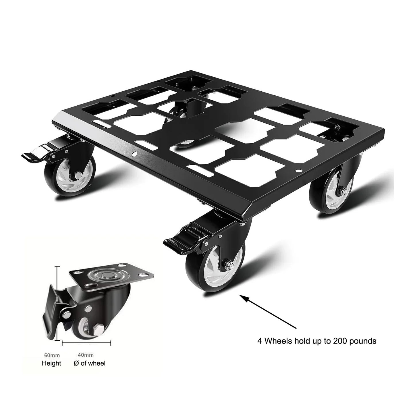 Heavy Duty Tool Box Dolly Compatible with Milwaukee Packout Toolboxes Thickened Carbon Steel Frame, Small Wheel Fit For Indoor