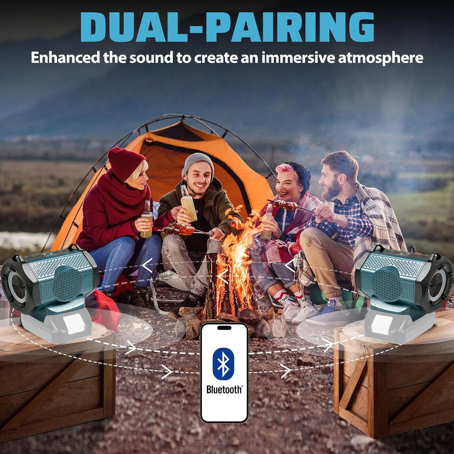 NEW Bluetooth Speaker For Milwaukee/Makita/Dewalt/Bosch 18V 20V Battery With USB Type-C Port Charge Player Loudspeaker Amplifier