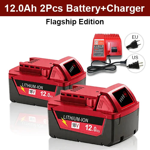 For Milwaukee M18 12.0Ah Battery XC 12000mAh Replacement for 48-11-1860 M18B5 18V Li-ion Cordless Power Tool High Capacity18650