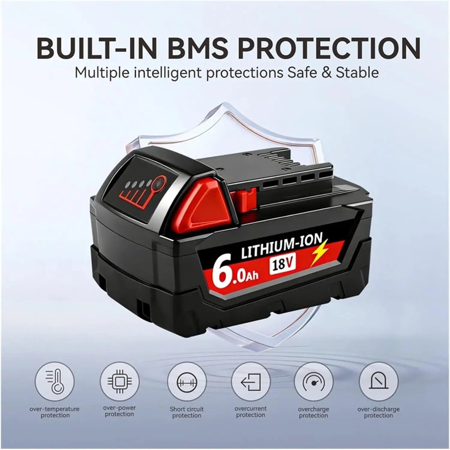 6.0Ah/9.0Ah/12.0Ah For Milwaukee M18 18V Replacement For Milwaukee M18B5 XC Li-ion battery 48-11-1815 2604-20 48-11-1850 charger