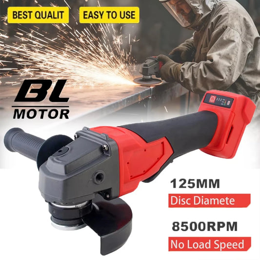 125mm Brushless Electric Angle Grinder 3 Gears Cordless Grinder Cutting Machine Power Tool For Milwaukee 18V Battery Pin