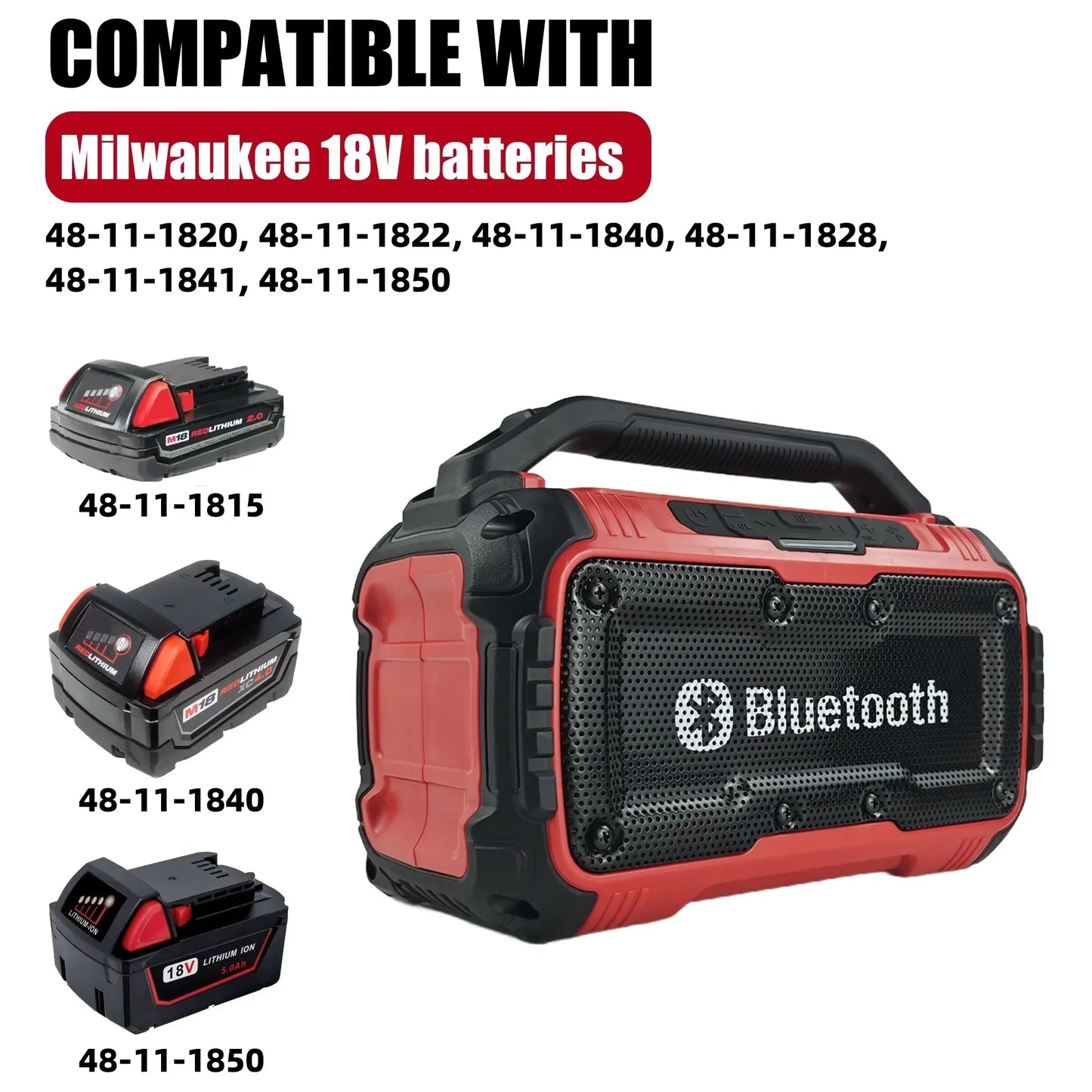 3D Stereo Outdoor Speaker Bluetooth Speaker Wireless Bluetooth Subwoofer Loudspeaker Stereo Surround For Milwaukee 18V Battery