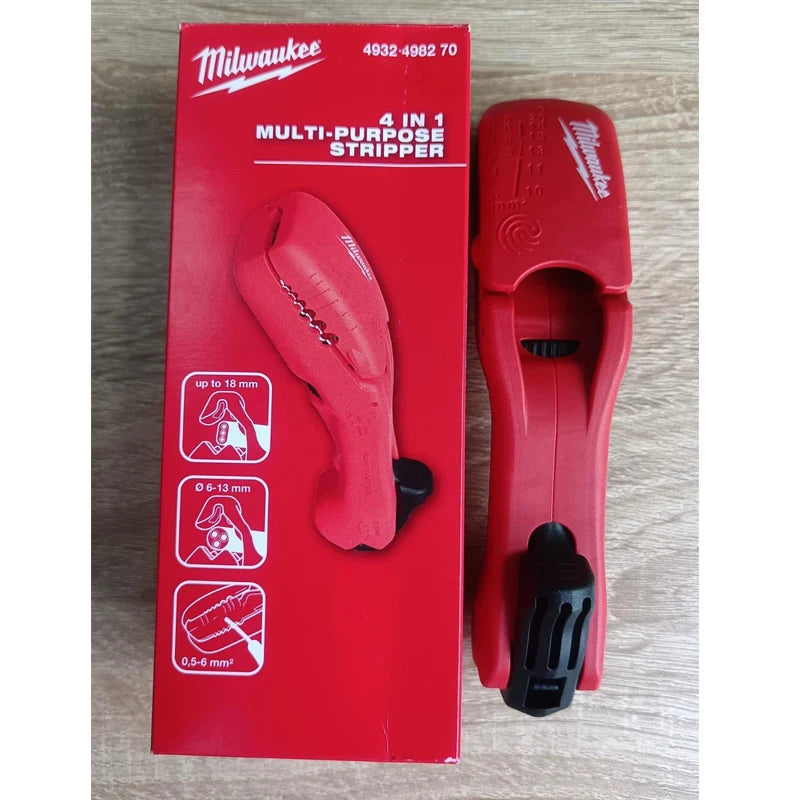 Milwaukee 4-in-1 Multi-Purpose Wire Stripper Electrical Cable Stripping Tool 4932498270 for Electrician Industrial & Home Wiring