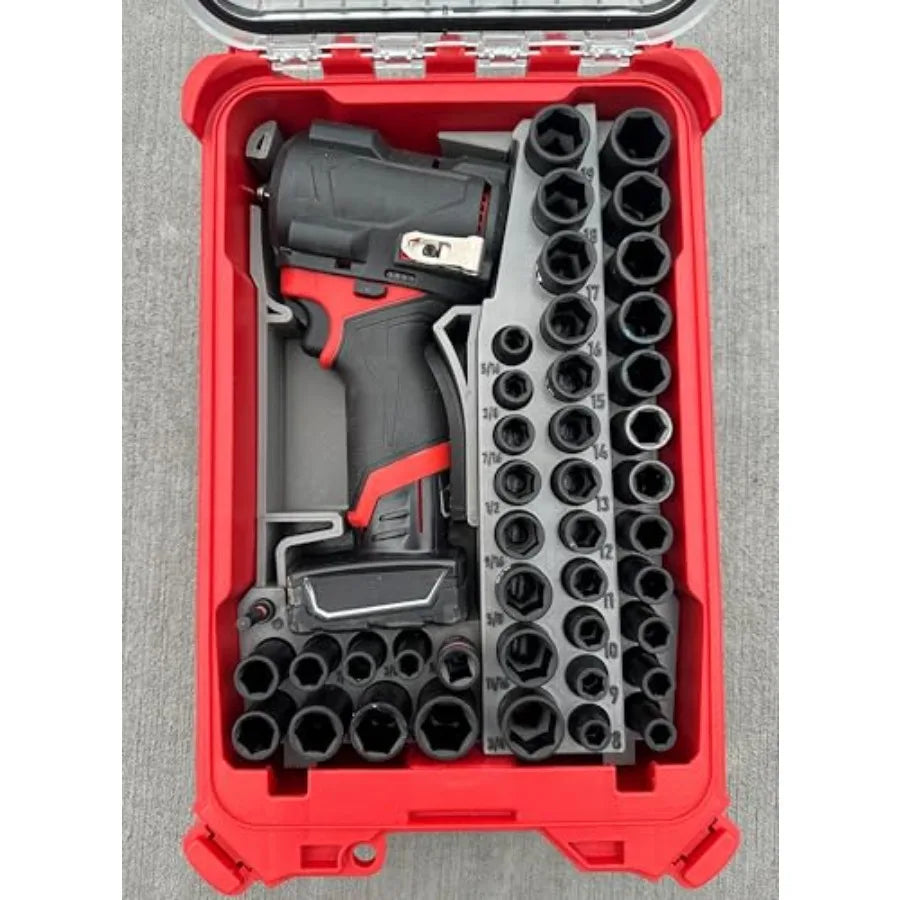 ToolCraft3d Design 3d Printed Insert Designed for Milwaukee Packout Organizer and GEN2 M12 Stubby 3/8" Impact Fits Boot Insert