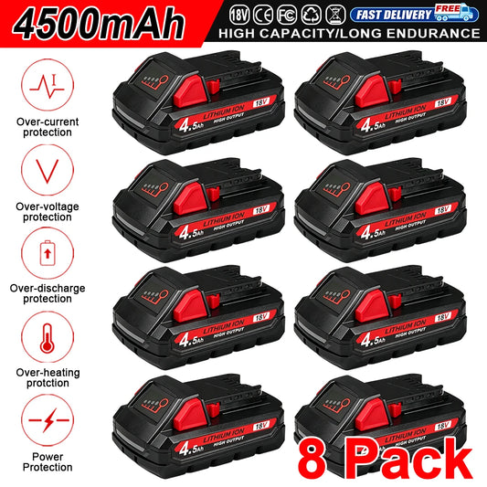 Suitable for Milwaukee M18 batteries, 18V 4.5Ah 21700 cells, XC18 48-11-1860, New In Pack, portable tools.