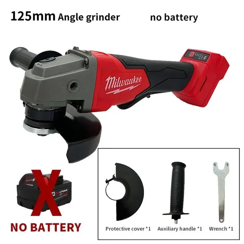 2025 Milwaukee 125mm Brushless Angle Grinder Polishing Cutting Machine No-Lock Paddle Switch Electric Cordless Power Tools