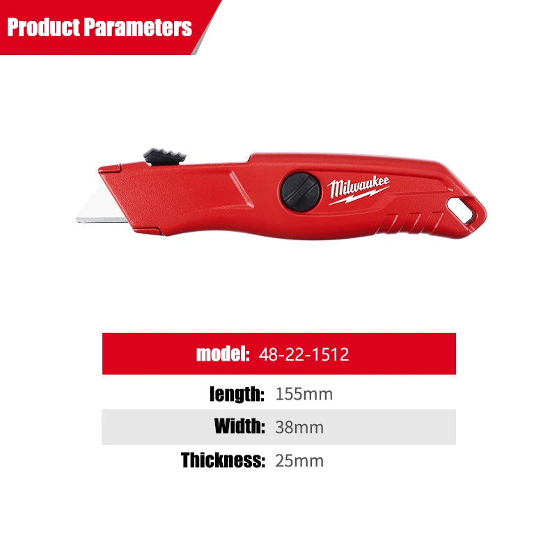 Milwaukee Rounded corner safety knife, automatic retractable pocket knife, art knife tool accessories 4932471360/48-22-1512