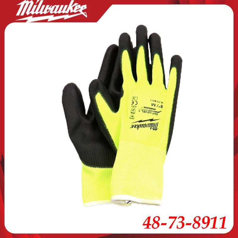 Milwaukee 48-73-8911 High-Visibility Work Gloves Heavy-Duty Grip Safety Gloves for Construction & Night Work