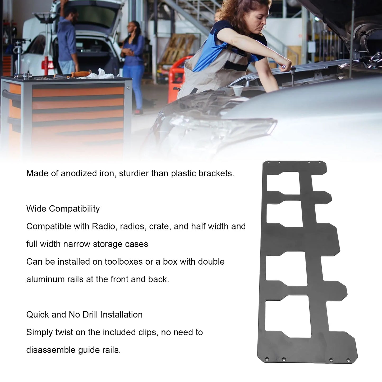 Toolbox Mounting Plate Fit for Milwaukee Packout Toolbox Front Organizer Storage Bracket for Crate Half Full Width Storage Case