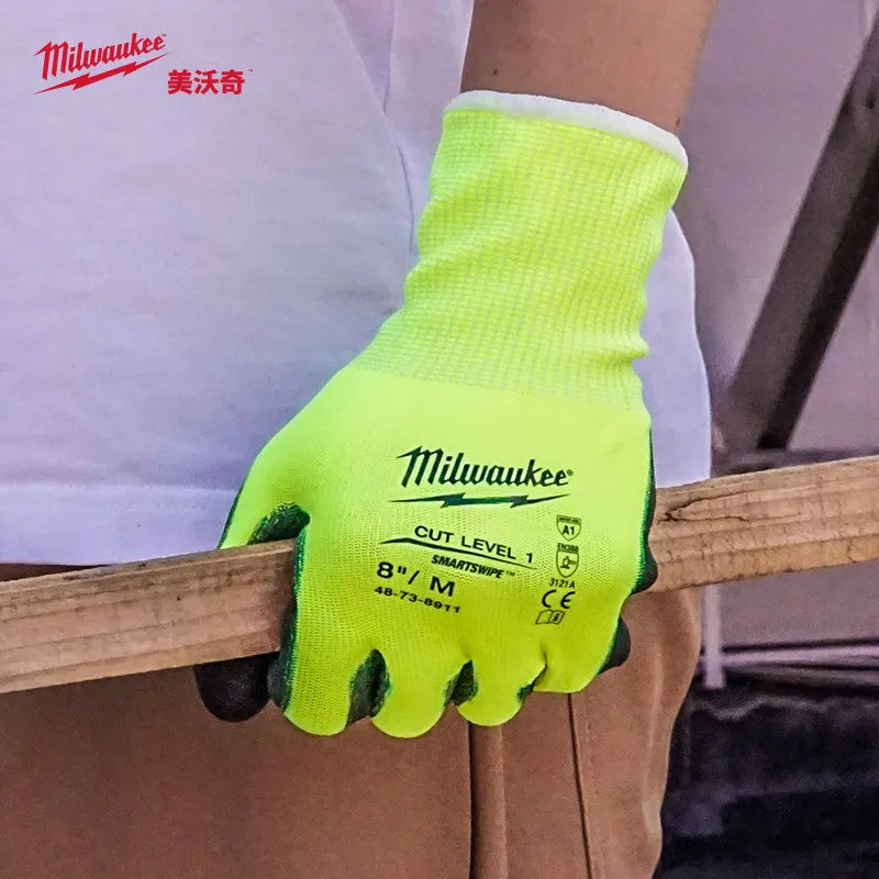 Milwaukee 48-73-8911 High-Visibility Work Gloves Heavy-Duty Grip Safety Gloves for Construction & Night Work