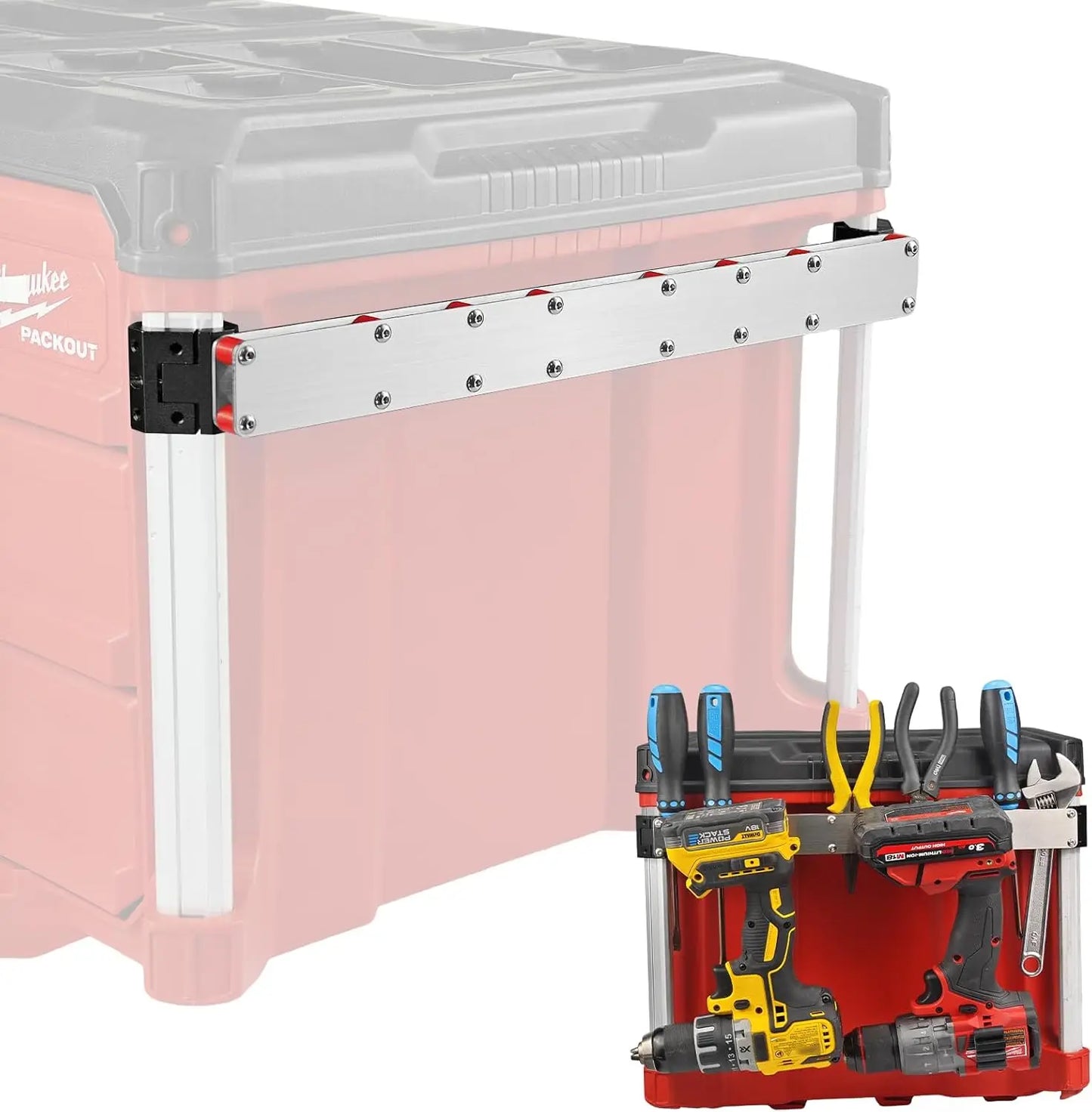 Power Drill Holder Fits for Milwaukee Packout Toolbox,Tape Measure Tool holder,Hanging Screwdrivers, Wrenches on The Side