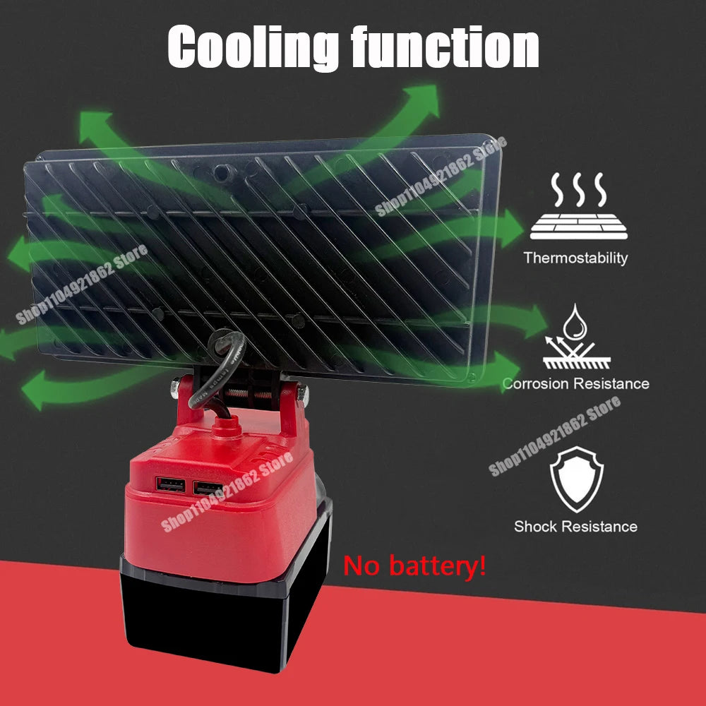 Battery Parts for Milwaukee for M18 for Dewalt DCB200 18V 20V Lithium Battery 8 Inch Work Lights Lamp Spotlights USB Power Bank