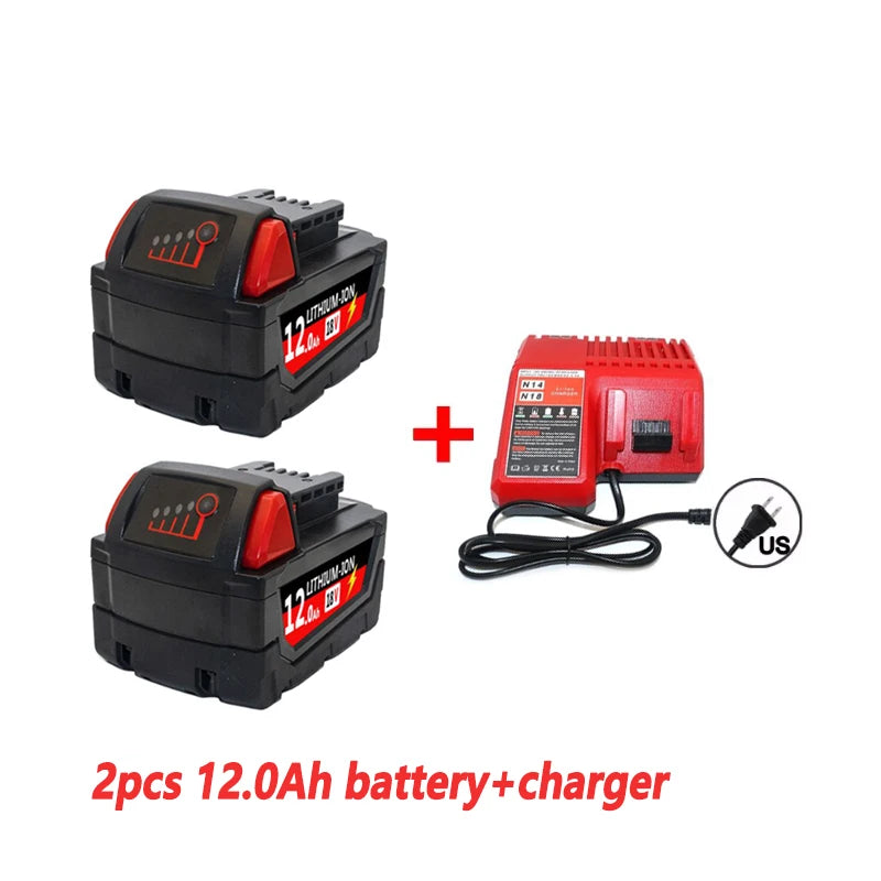 6.0Ah/9.0Ah/12.0Ah For Milwaukee M18 18V Replacement For Milwaukee M18B5 XC Li-ion battery 48-11-1815 2604-20 48-11-1850 charger