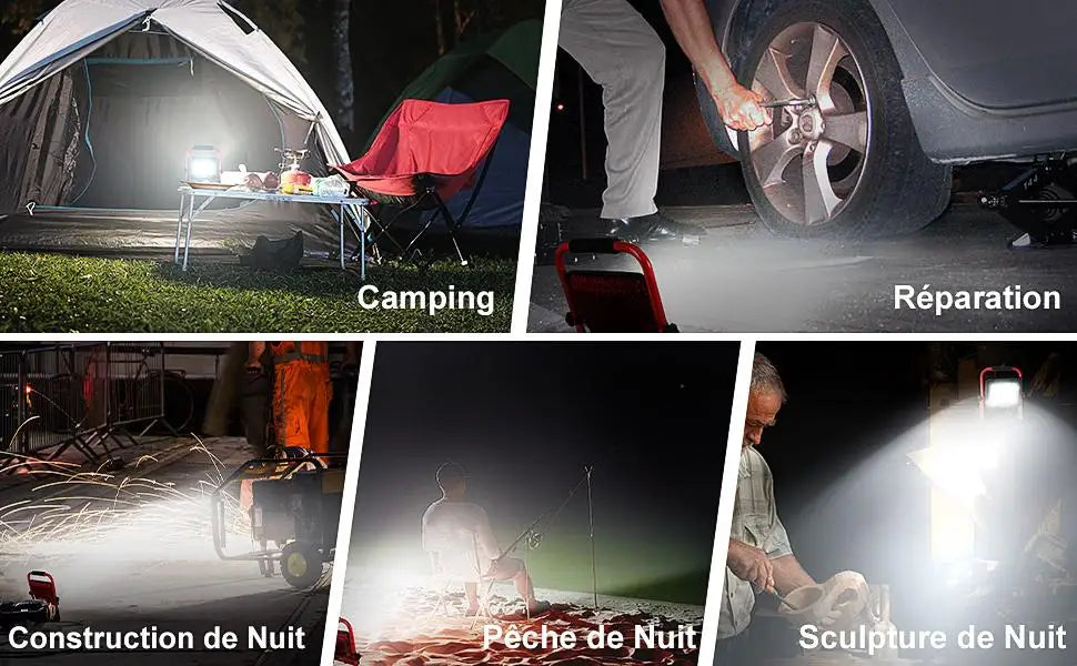 9 LED Portable Work Light Tool Lamp Suitable for Bosch/Dewalt/Milwaukee/Makita 18V Li-On BATTERY