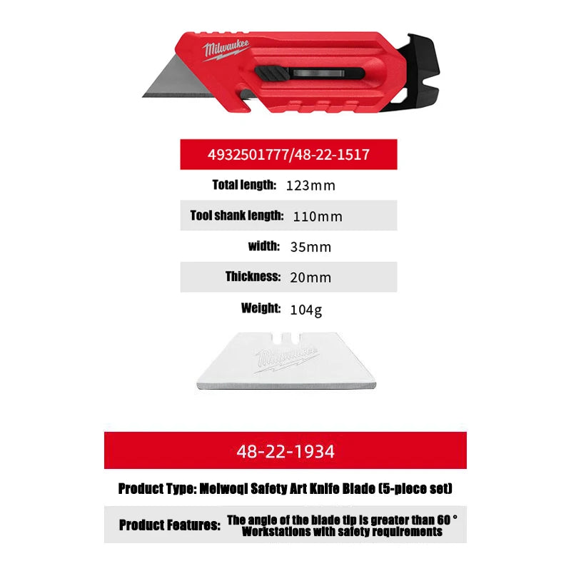 Milwaukee 4-in-1 multi-functional folding utility knife, portable paper cutter and box opener 4932501777/48-22-1517