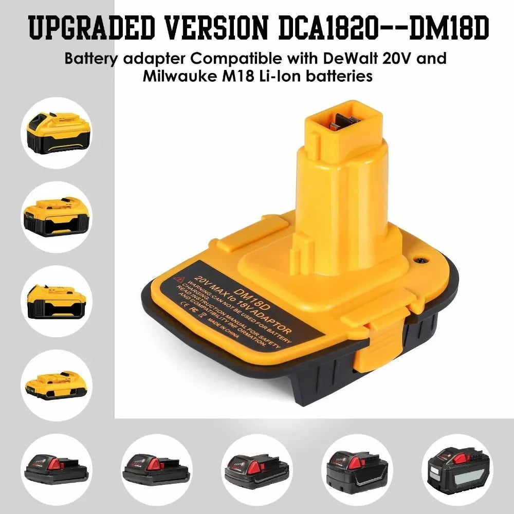 DM18D Battery Adapter Convert for Dewalt 20V for Milwaukee 18V Lithium-Ion Battery To for Dewalt 18V NiCad NiMh Battery with USB