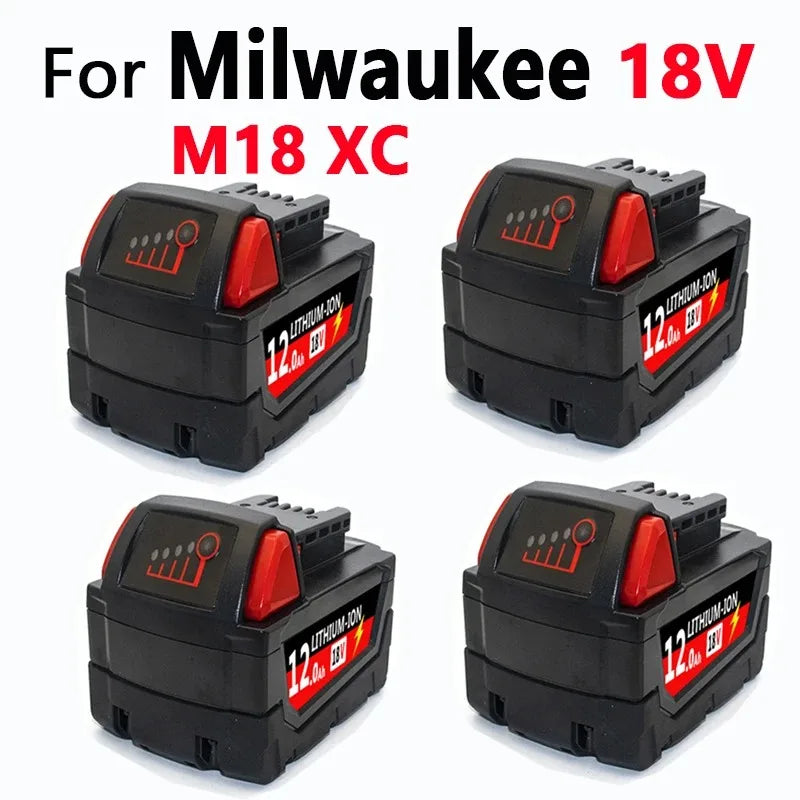 100% Compatible with Milwaukee M18 Tools Fits all M18 cordless tools 6000Ah/9000Ah/12000Ah replaces M18B5&48-11-1860 batteries