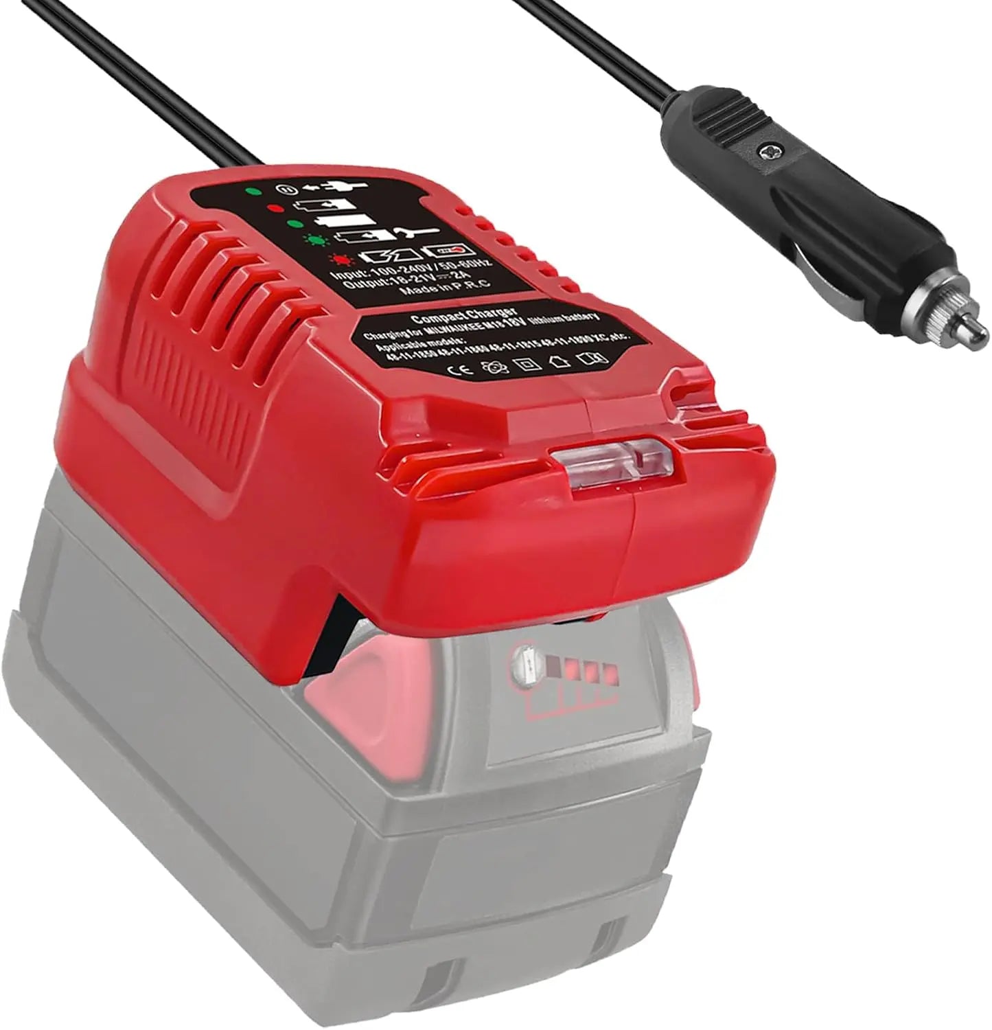 Portable Mini Battery Charger Car Charger for Milwaukee 18V Lithium Battery 48-11-1820 48-11-1828 48-11-1830 48-11-1835