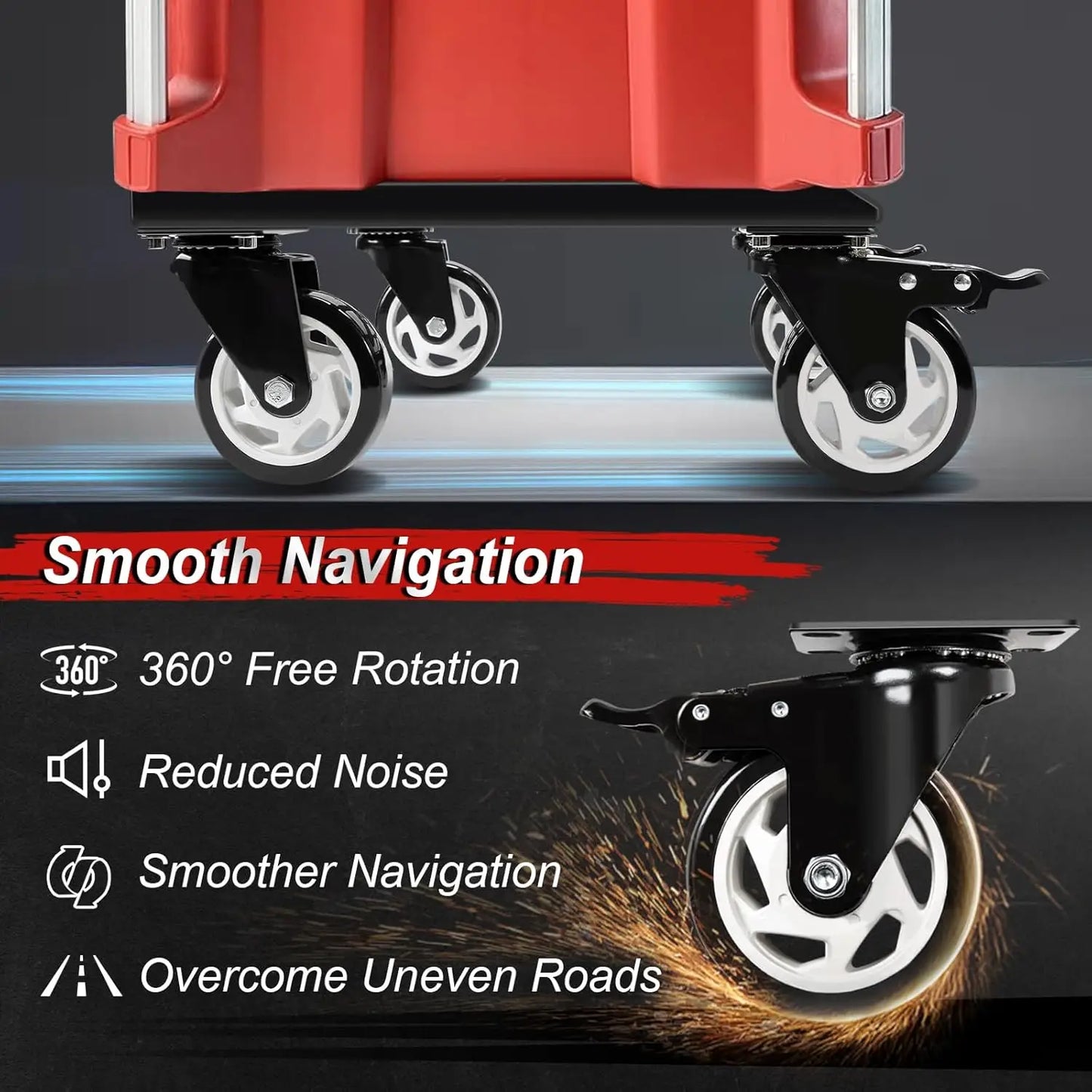 Heavy Duty Tool Box Dolly Compatible with Milwaukee Packout Toolboxes Thickened Carbon Steel Frame, Small Wheel Fit For Indoor