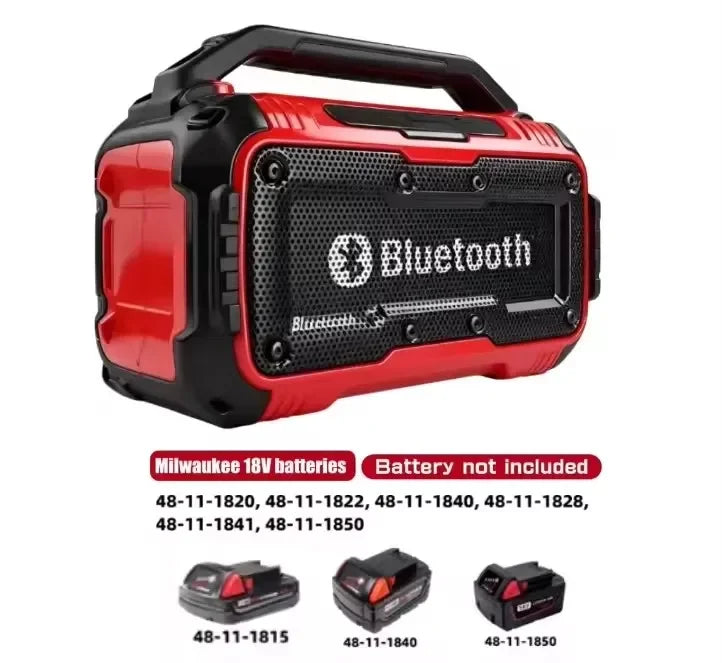 3D Stereo Outdoor Speaker Bluetooth Speaker Wireless Bluetooth Subwoofer Loudspeaker Stereo Surround For Milwaukee 18V Battery