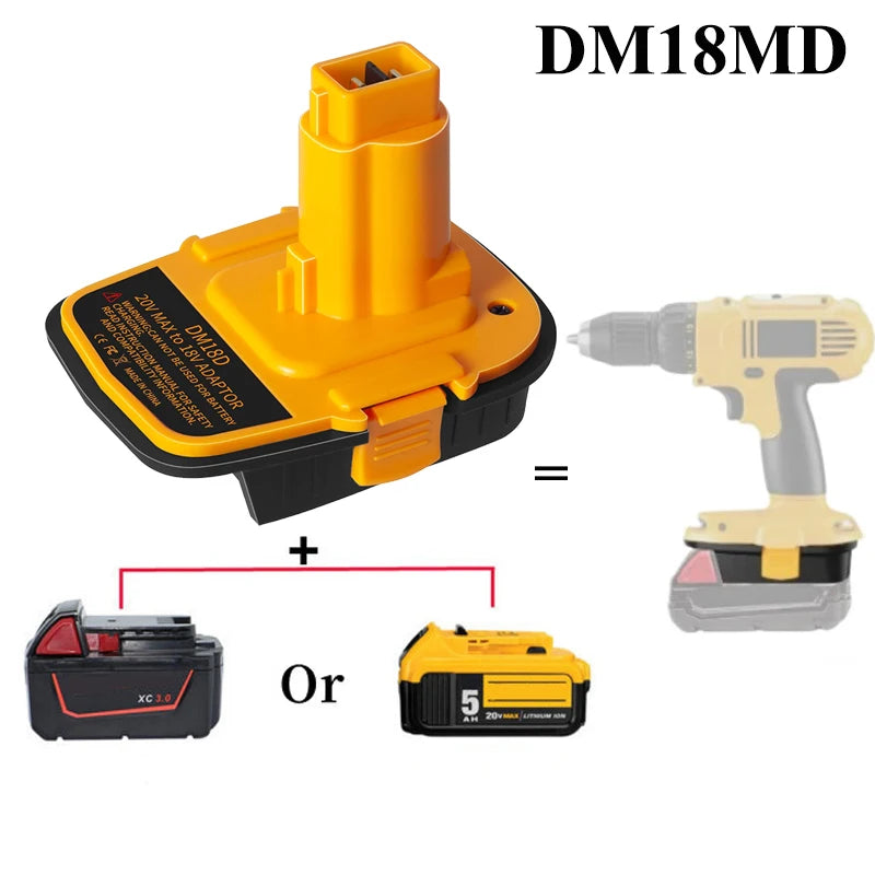 DM18D Battery Adapter Convert for Dewalt 20V for Milwaukee 18V Lithium-Ion Battery To for Dewalt 18V NiCad NiMh Battery with USB