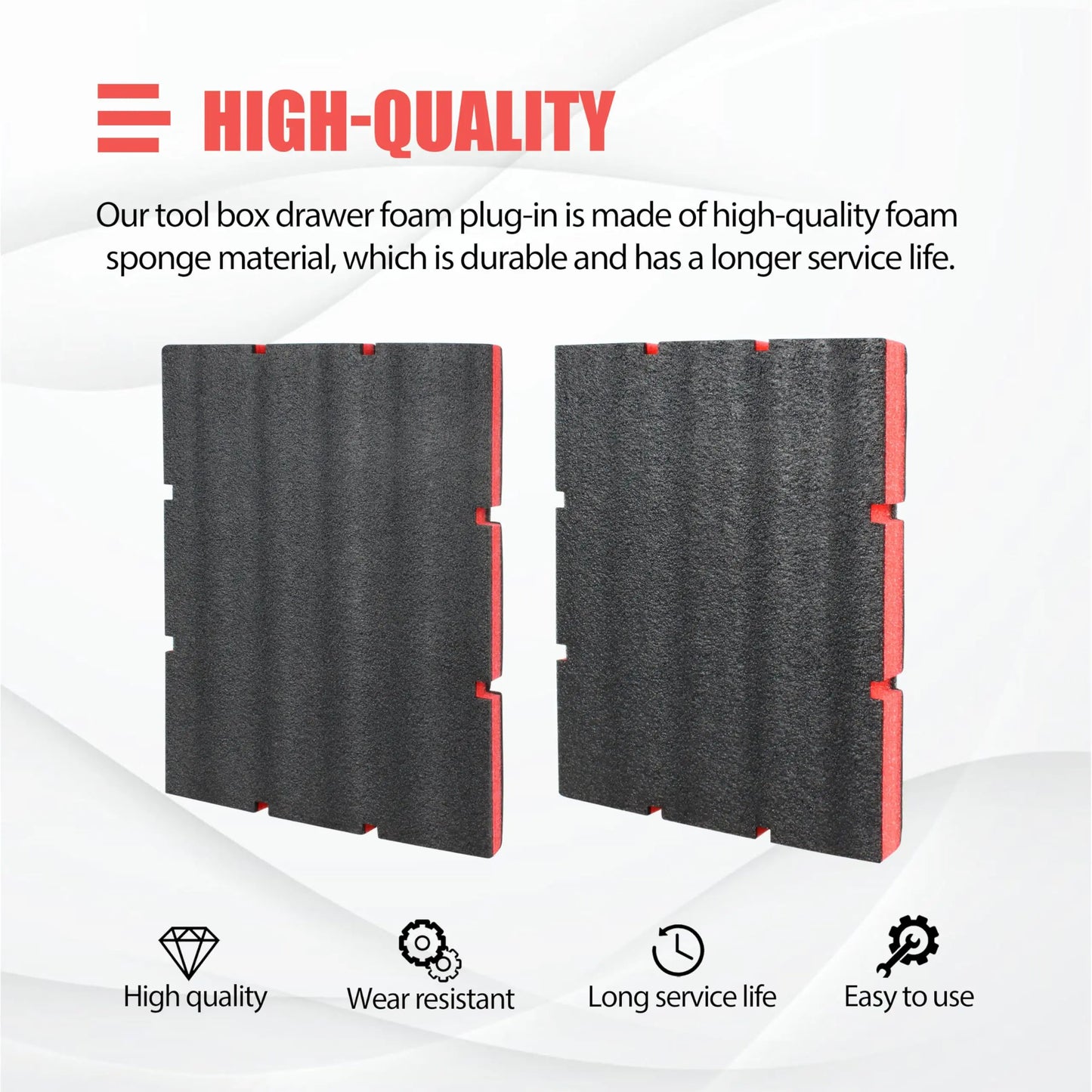 Foam Tool Organizer Inserts Compatible with Milwaukee 48-22-8442 and 48-22-84432 Drawer Boxes,Shockproof Red & Black Foam Insert