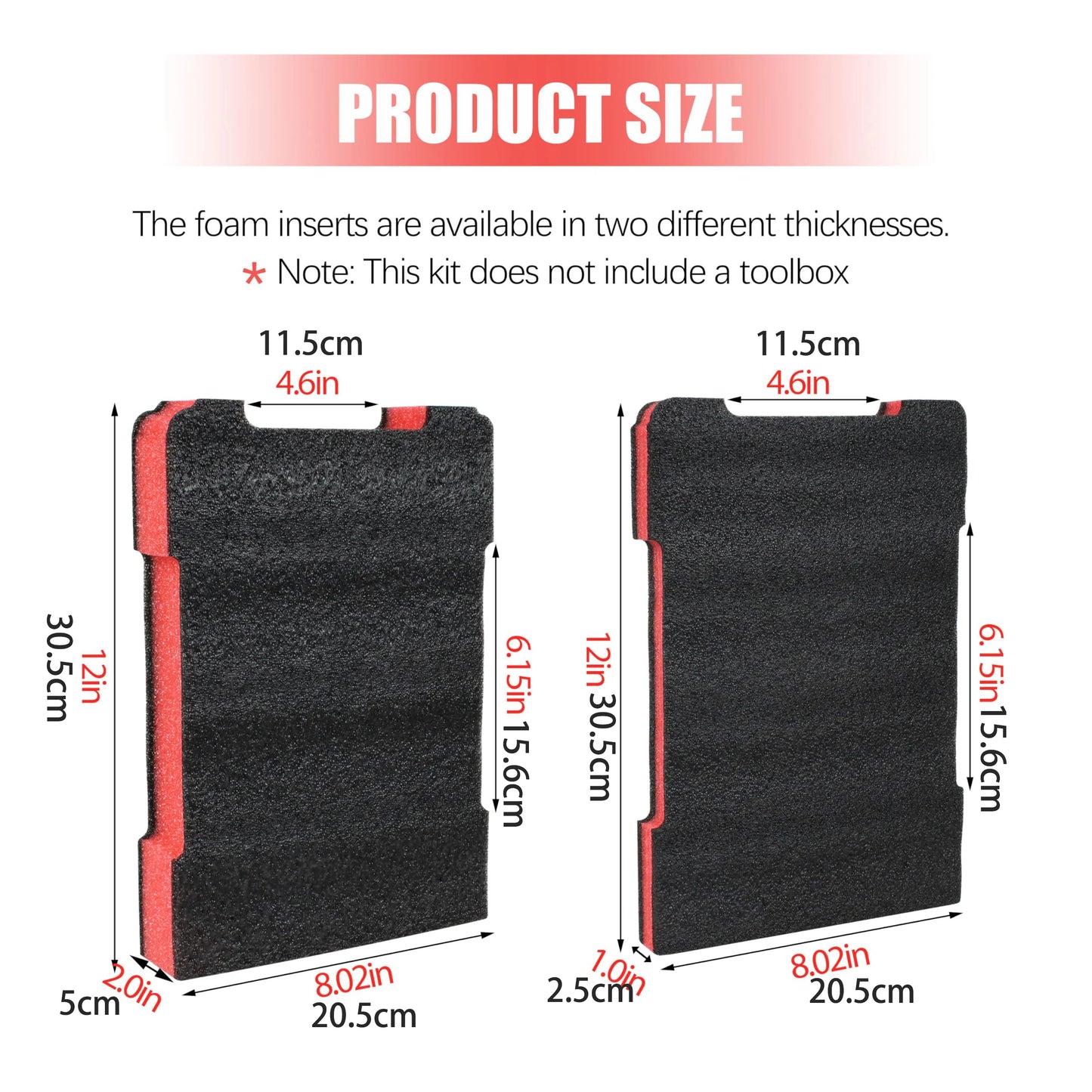 Foam Inserts Compatible with Milwaukee Packout 48-22-8435 Tool Box，Red & Black Foam Inserts, DIY Cut-to-Fit Protection